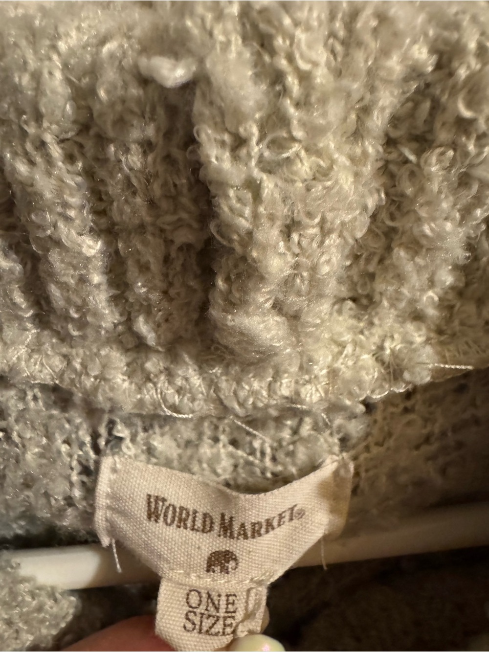 Cost Plus World Market Cream Poncho with Green Plaid - Picture 3 of 3